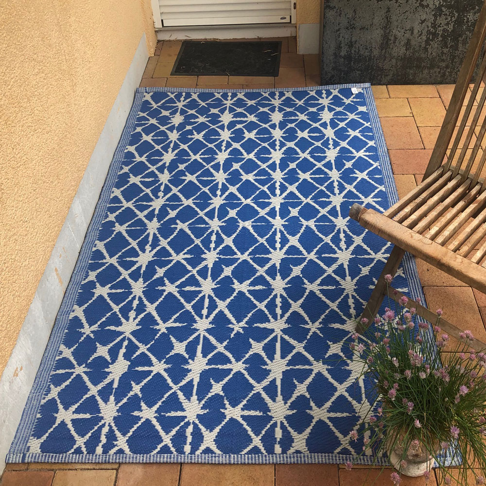 Outdoor Teppich Santorini Blau-Weiß 120x180cm