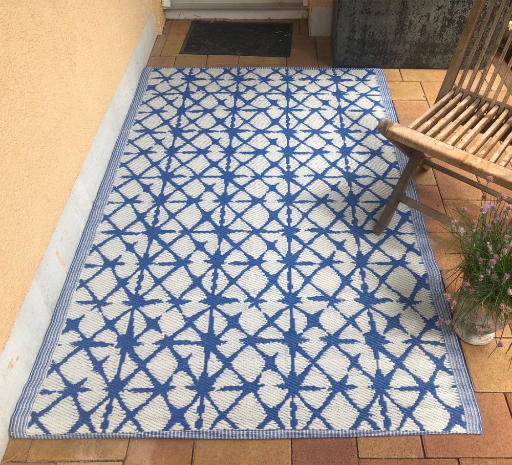 Outdoor Teppich Santorini Blau-Weiß 120x180cm